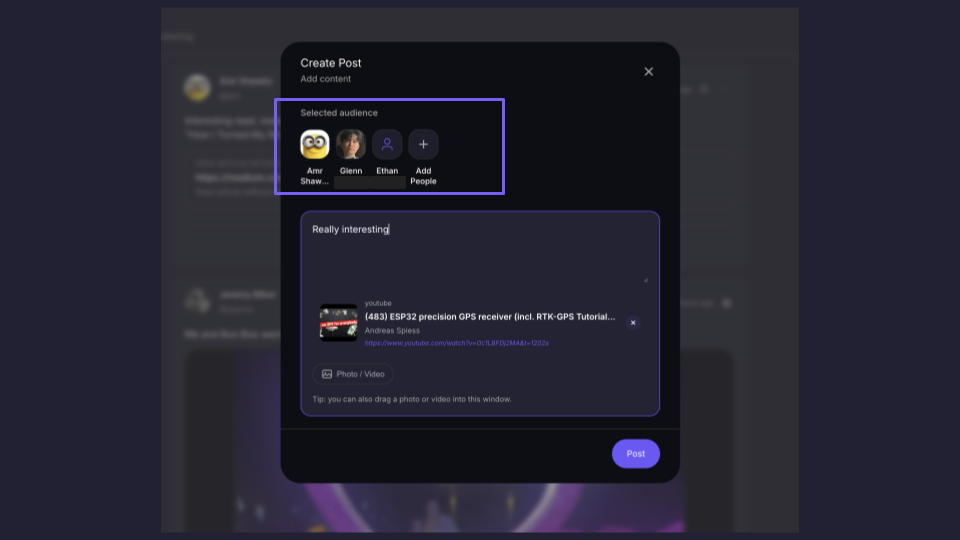 PicPocket.io Web Feed Create Post Dialogue